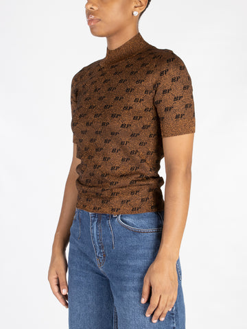 Top in jacquard con lamè