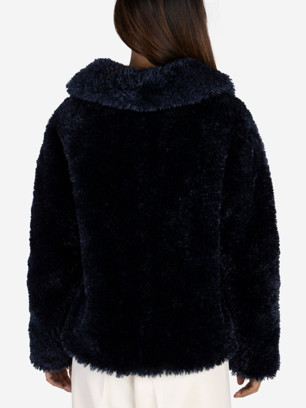 LIVIANA CONTI Giacca Corta Vegan Fur Blu Urbanstaroma