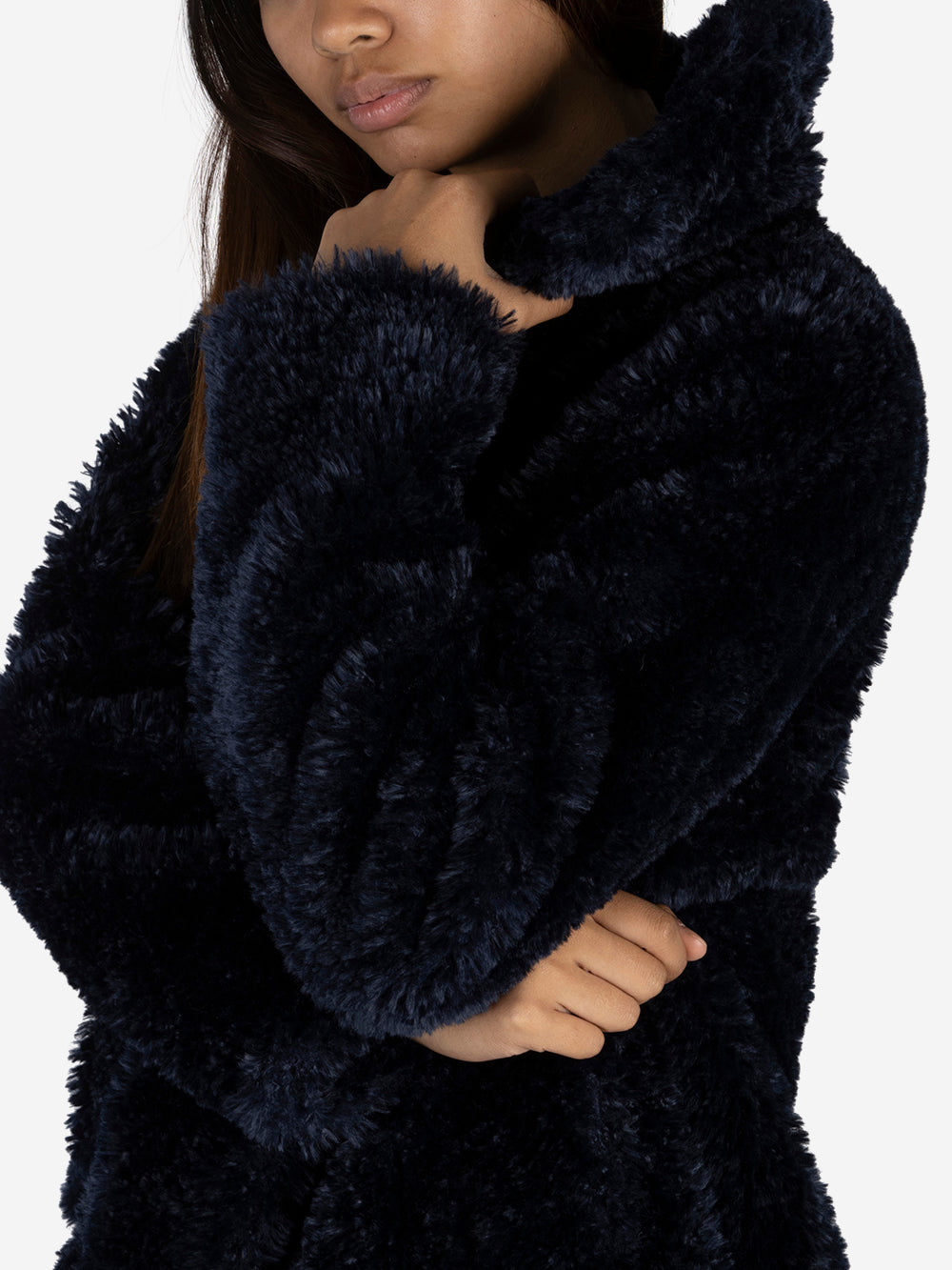 LIVIANA CONTI Giacca Corta Vegan Fur Blu Urbanstaroma