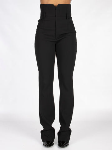 High-waisted crepe trousers