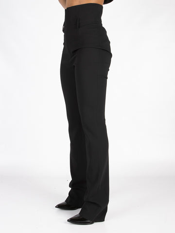 High-waisted crepe trousers