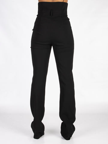 High-waisted crepe trousers