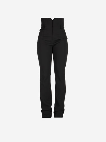 High-waisted crepe trousers