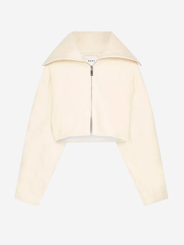 ROHE Pullover Dirkje con zip Crema