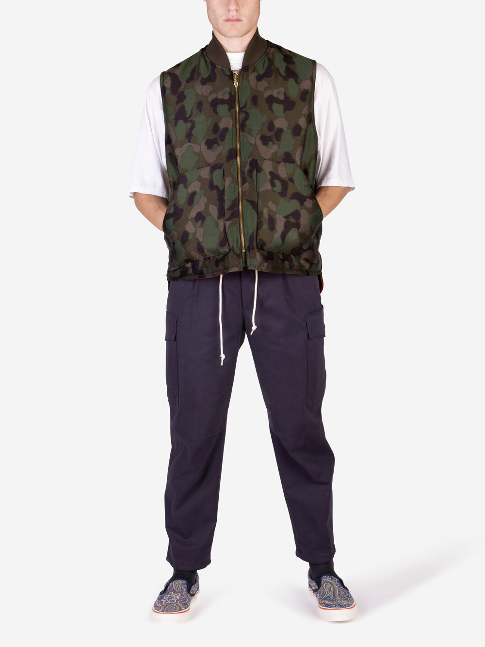 BEAMS PLUS Gilet imbottito con zip Camouflage Urbanstaroma