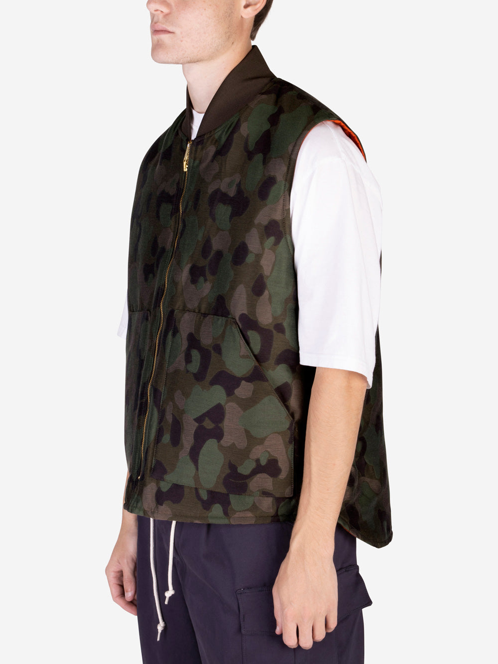 BEAMS PLUS Gilet imbottito con zip Camouflage Urbanstaroma