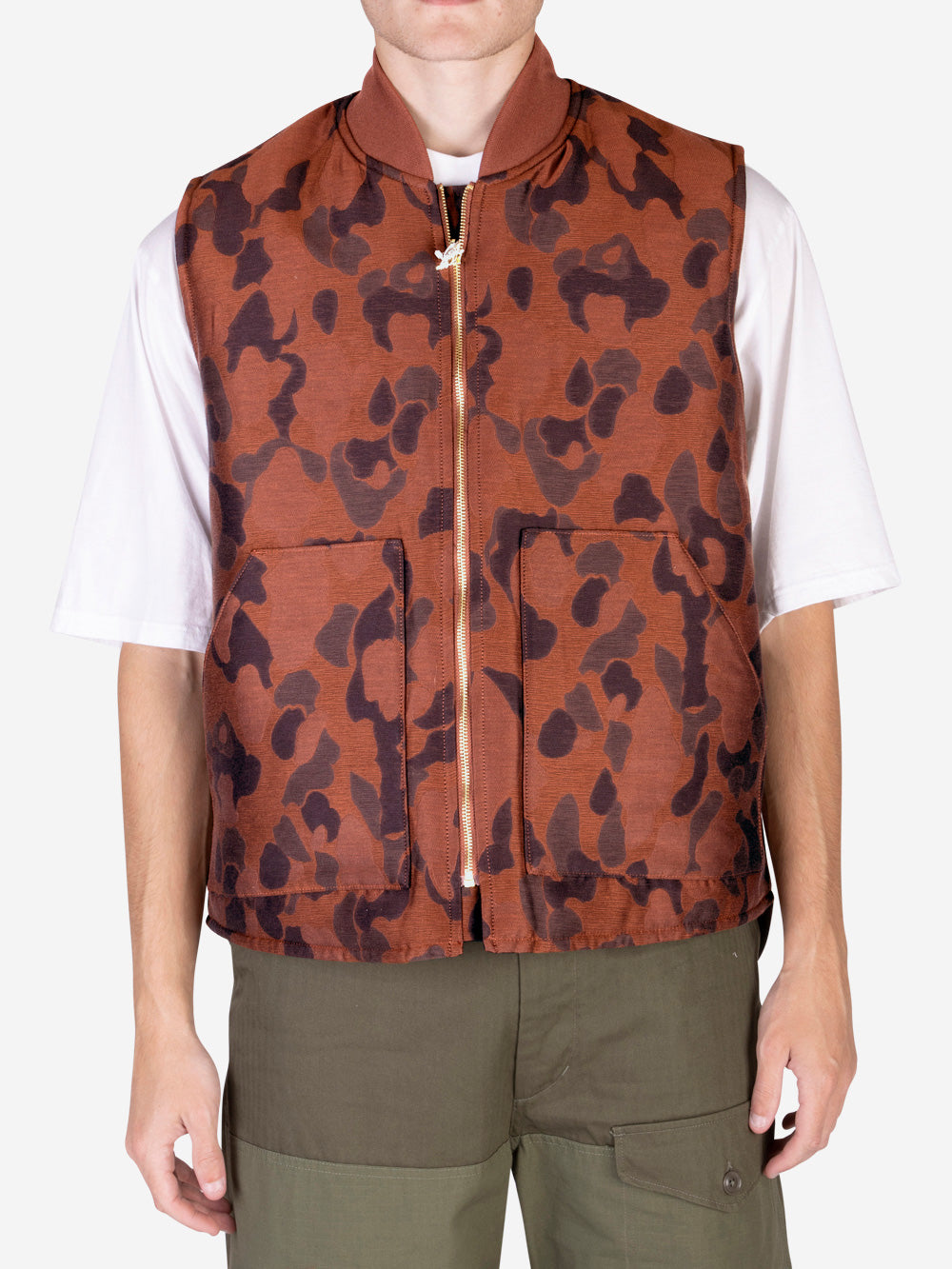 BEAMS PLUS Gilet imbottito con zip Ruggine Urbanstaroma