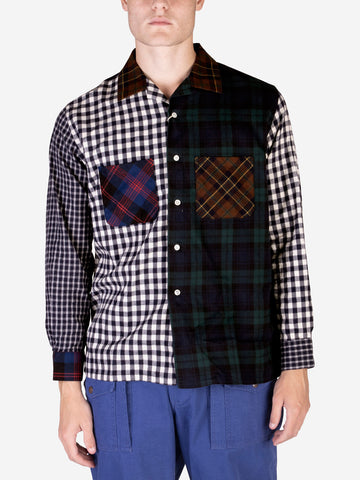 Camicia Open Collar Check Panel