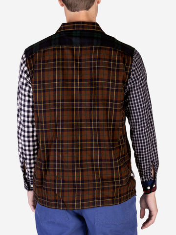 Camicia Open Collar Check Panel