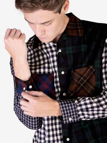 Camicia Open Collar Check Panel