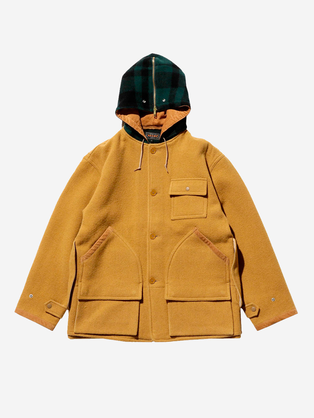 BEAMS PLUS Parka in lana con cappuccio Cammello Urbanstaroma