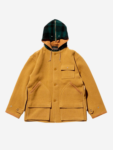 BEAMS PLUS Parka in lana con cappuccio Cammello