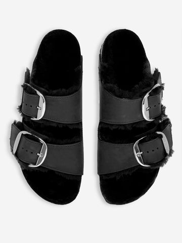 BIRKENSTOCK Sandali Arizona Big Buckle Shearling Nero