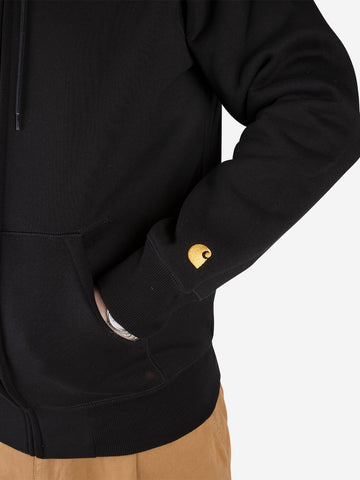 Sudadera con capucha Chase negra con cremallera