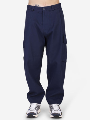 Pantalon cargo côtelé bleu