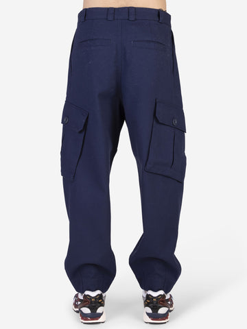 Pantalon cargo côtelé bleu