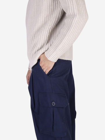 Pantalon cargo côtelé bleu