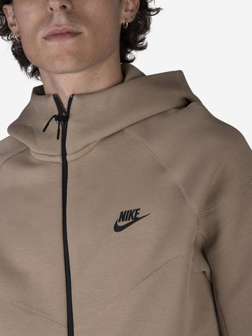 Felpa Tech Fleece beige con zip