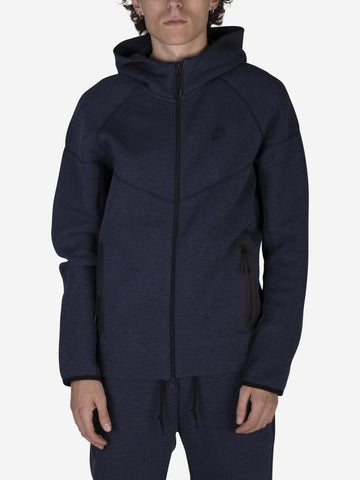 Felpa Tech Fleece blu con zip