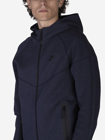 Felpa Tech Fleece blu con zip