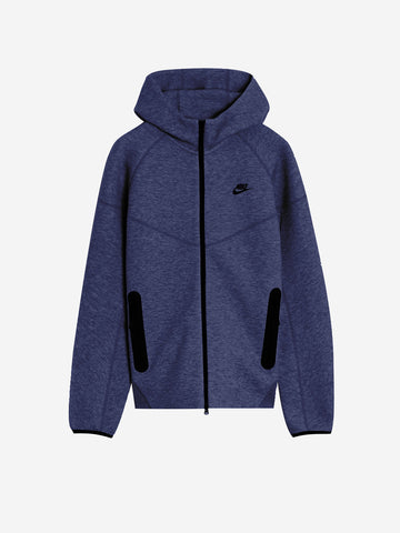 Felpa Tech Fleece blu con zip