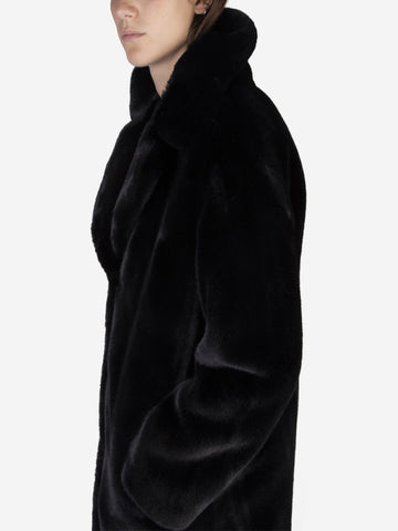 STAND STUDIO Cappotto Camille Cocoon in eco-pelliccia Nero