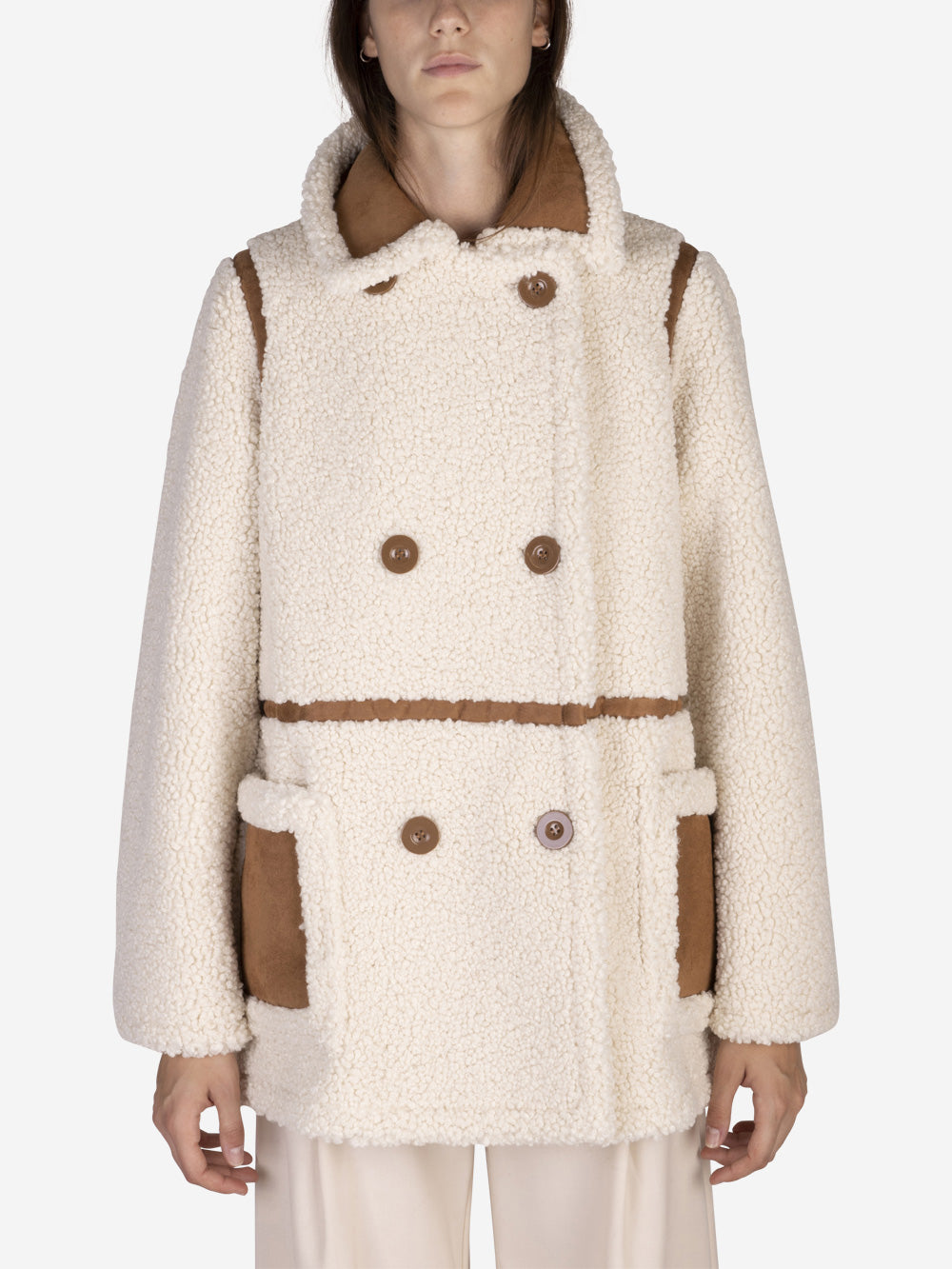 STAND STUDIO Giacca Chloe in eco-shearling Beige Urbanstaroma