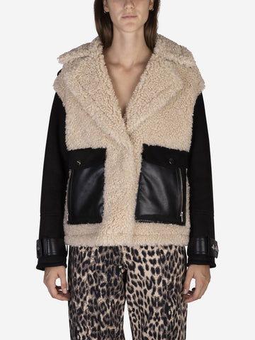 STAND STUDIO Giacca Meara in eco-shearling Beige