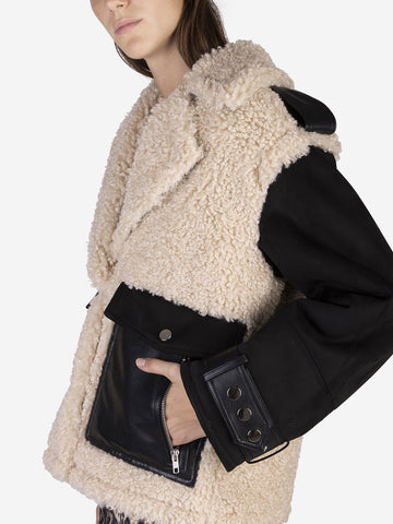 STAND STUDIO Giacca Meara in eco-shearling Beige