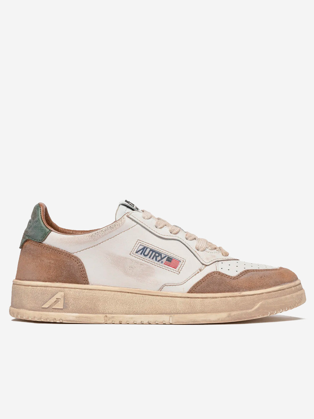 AUTRY Sneakers Super Vintage Low in pelle bianca e suede distressed Bianca beige Urbanstaroma