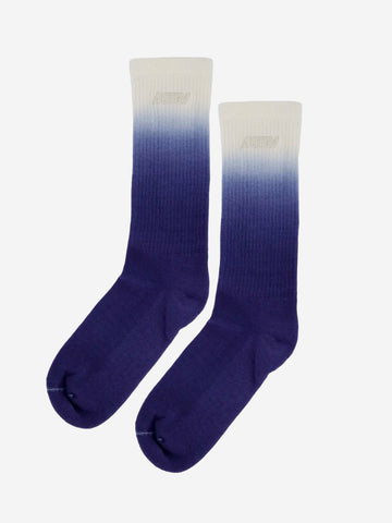 Blue and white degradé socks with embroidered logo