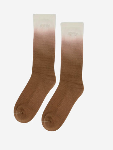 Degrade socks with white and brown embroidered logo