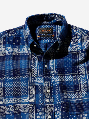 Camicia Indigo Plaid Discharge