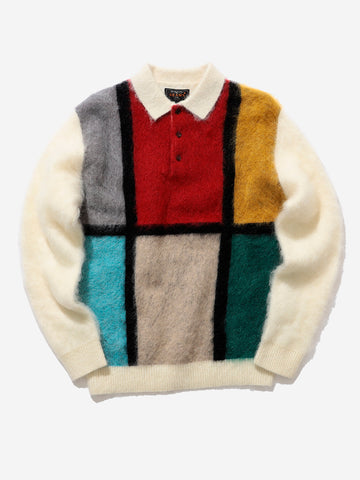 Ligne de col polo en tricot multicolore