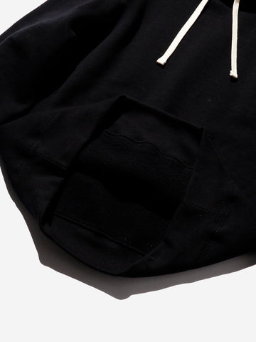 Sweat Pullover Hoodie Raised Back Black