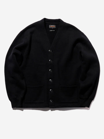 Sweat V Cardigan Raised Back Black