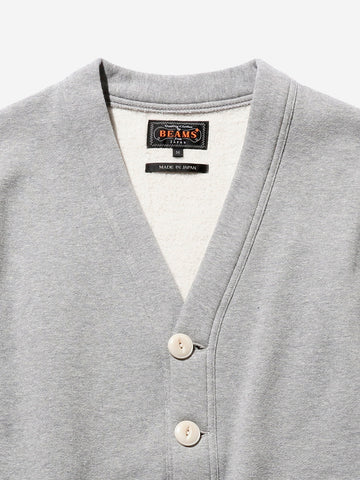 Sweat V Cardigan Raised Back Grey