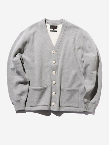 Sweat V Cardigan Raised Back Grey