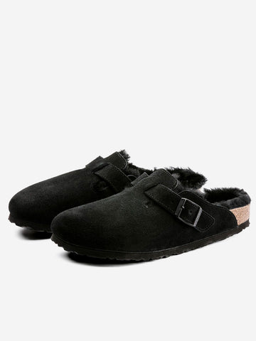 BIRKENSTOCK Boston shearling e suede neri Nero