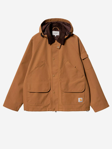 CARHARTT WIP Giacca marrone Clarton con cappuccio in nylon Marrone