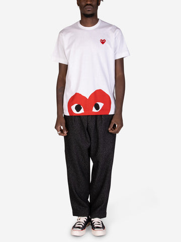 T-shirt blanc CDG Play à cœur rouge