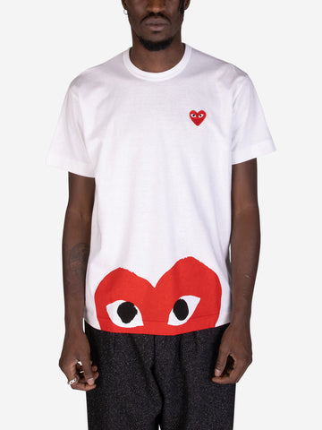 T-shirt blanc CDG Play à cœur rouge