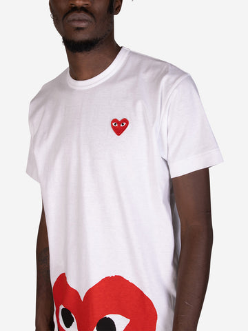 White CDG Play red heart T shirt