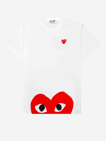 T-shirt blanc CDG Play à cœur rouge