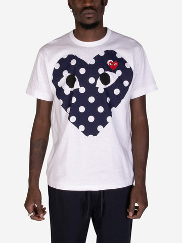 COMME DES GARCONS PLAY T-shirt bianca CDG Play con cuore a pois Bianco