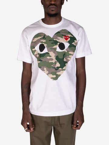 T-shirt CDG Play con cuore camouflage