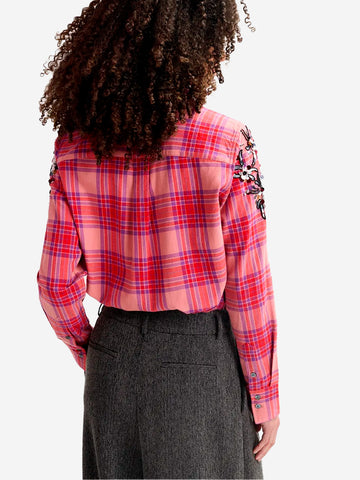 Plaid shirt with embroidery