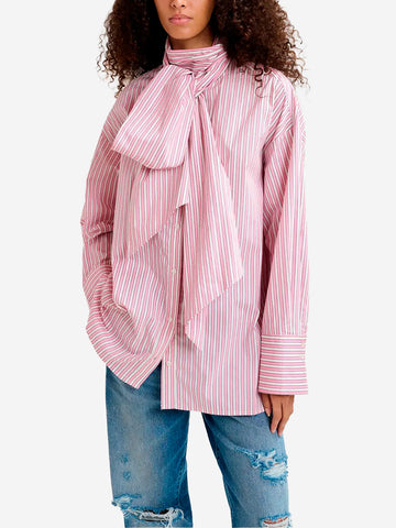 Striped pussy bow tie shirt