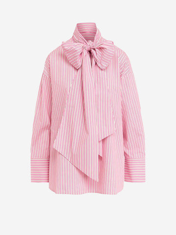 Striped pussy bow tie shirt