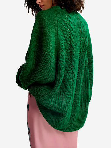 Maglione a trecce verde